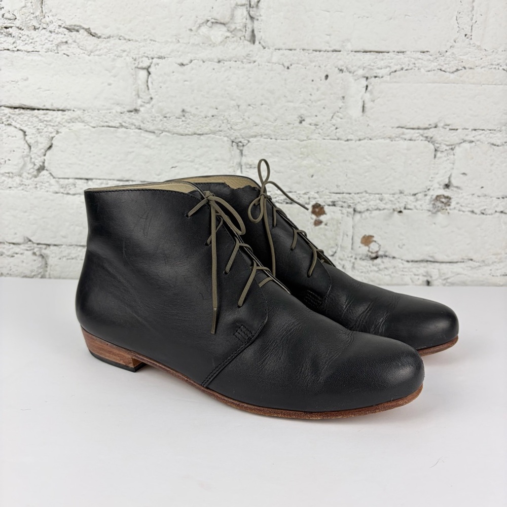 Nisolo Isla Black Leather Chukka Ankle Bootie Laced Boot 9 - Picture 2 of 14